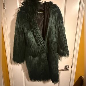 “Oscar the Grouch” Faux Fur Coat - Dark Green